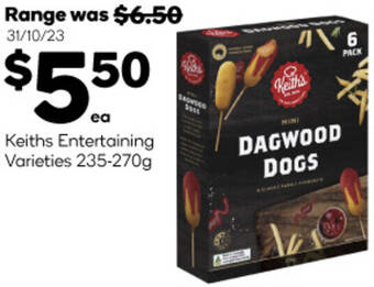 Woolworths Keiths Entertaining Varieties 235-270g offer
