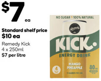 Woolworths Remedy Kick 4 x 250ml offer