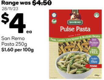 Woolworths San Remo Pasta 250g offer