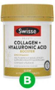 Woolworths Swisse Beauty Collagen + Hyaluronic Acid Booster Tablets Pk 80 offer
