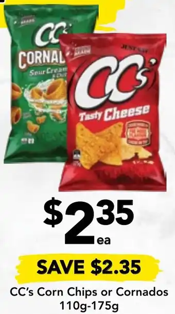 CC's Corn Chips or Cornados 110g-175g