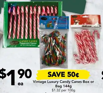Vintage Luxury Candy Canes Box or Bag 144g