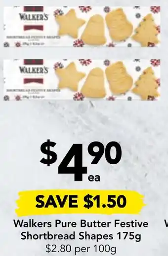 Walkers Pure Butter Festive Shortbread Shapes 175g