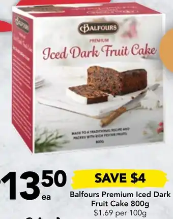 Drakes Balfours Premium Iced Dark Fruit Cake 800g offer