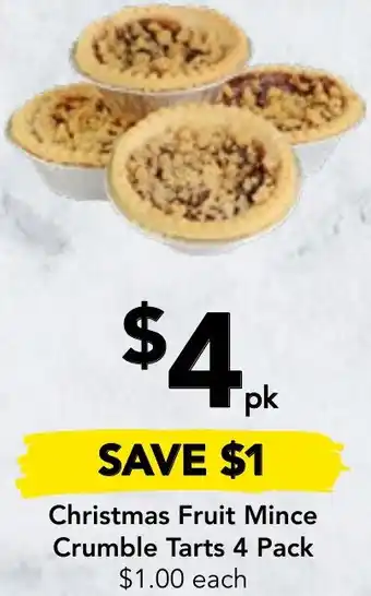 Drakes Christmas Fruit Mince Crumble Tarts 4 Pack offer