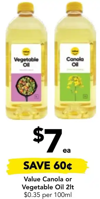 Drakes Value Canola or Vegetable Oil 2lt offer