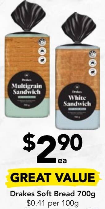Drakes Drakes Soft Bread 700g offer