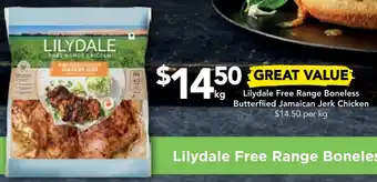 Drakes Lilydale Free Range Boneless Butterflied Jamaican Jerk Chicken offer