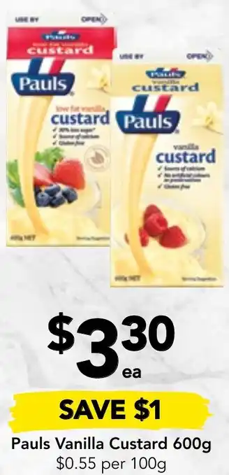Drakes Pauls Vanilla Custard 600g offer