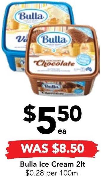 Drakes Bulla Ice Cream 2lt offer