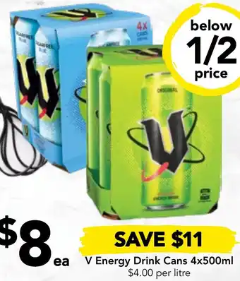Drakes V Energy Drink Cans 4x500ml offer