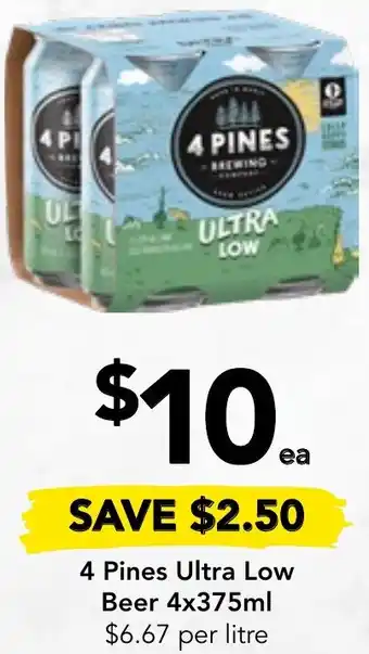 Drakes 4 Pines Ultra Low Beer 4x375ml offer