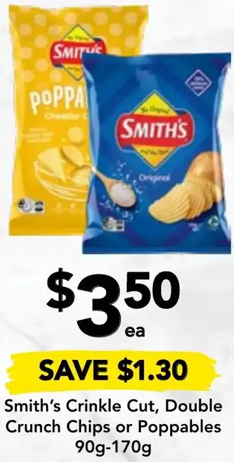 Drakes Smith's Crinkle Cut, Double Crunch Chips or Poppables 90g-170g offer