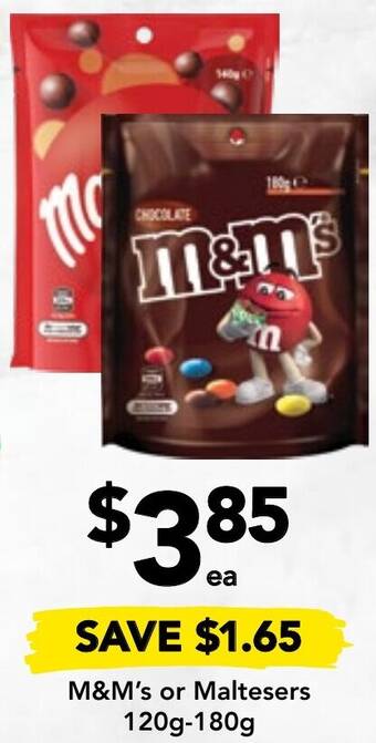 Drakes M&M's or Maltesers 120g-180g offer