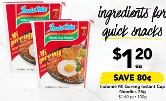 Indomie Mi Goreng Instant Cup Noodles 75g