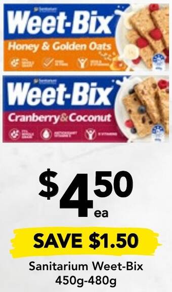 Drakes Sanitarium Weet-Bix 450g-480g offer