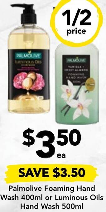 Drakes Palmolive Foaming Hand Wash 400ml or Luminous Oils Hand Wash 500ml offer