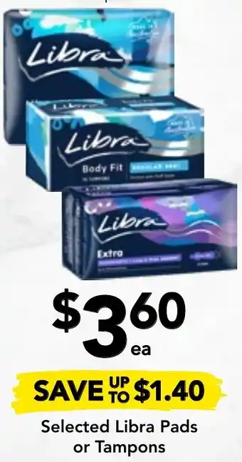 Drakes Selected Libra Pads or Tampons offer