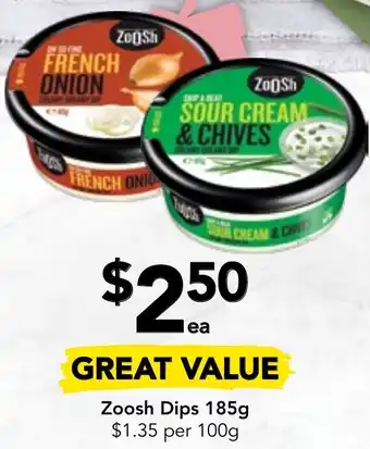 Drakes Zoosh Dips 185g offer
