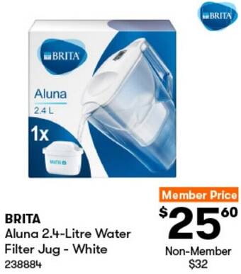 BIG W BRITA Aluna 2.4-Litre Water Filter Jug - White offer