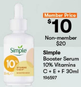 BIG W Simple Booster Serum 10% Vitamins offer