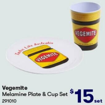 BIG W Vegemite Melamine Plate & Cup Set offer
