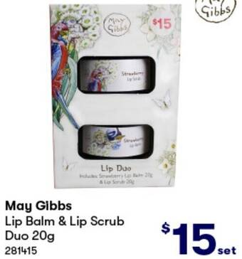 BIG W May Gibbs Lip Balm & Lip Scrub Duo 20g offer