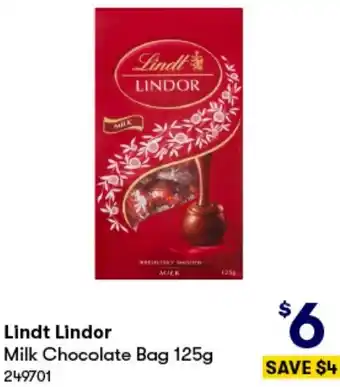 Lindt Lindor Milk Chocolate Bag 125g