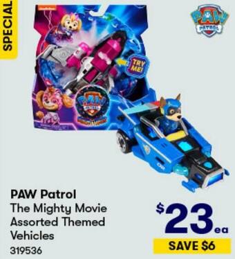 BIG W PAW Patrol The Mighty Movie Assorted Themed Vehicles offer