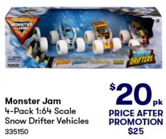 Monster Jam 4-Pack 1:64 Scale Snow Drifter Vehicles