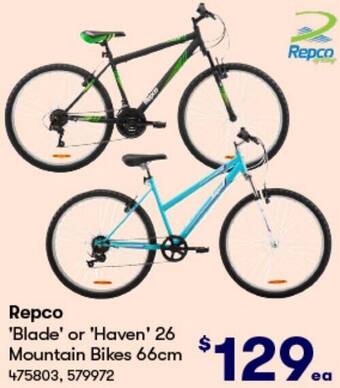 BIG W Repco 'Blade' or 'Haven' 26 Mountain Bikes 66cm offer