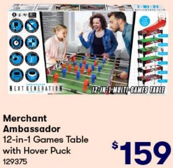 BIG W Merchant Ambassador 12-in-1 Games Table with Hover Puck offer