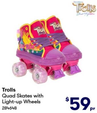 BIG W Trolls Quad Skates with Light-up Wheels offer