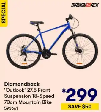 BIG W Diamondback 'Outlook' 27.5 Front Suspension 18-Speed 70cm Mountain Bike offer