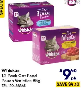 BIG W Whiskas 12-Pack Cat Food Pouch Varieties 85g offer