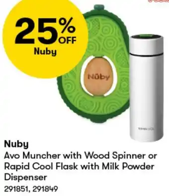 Nuby Avo Muncher with Wood Spinner or Rapid Cool Flask with Milk Powder Dispenser