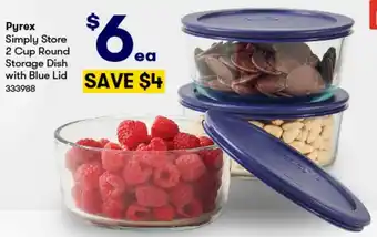 Pyrex Simply Store 2 Cup Round Storage Dish with Blue Lid