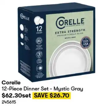 Corelle 12-Piece Dinner Set - Mystic Gray