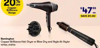 Remington Copper Brilliance Hair Dryer or Blow Dry and Style Air Styler