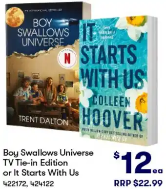 BIG W Boy Swallows Universe TV Tie-in Edition or It Starts With Us offer