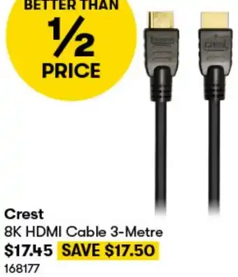 BIG W Crest 8K HDMI Cable 3-Metre offer
