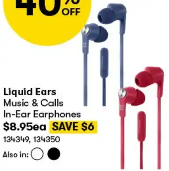BIG W Liquid Ears Music & Calls In-Ear Earphones offer