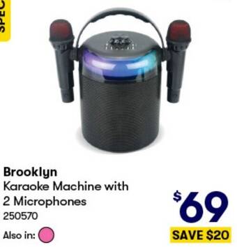 BIG W Brooklyn Karaoke Machine with 2 Microphones offer
