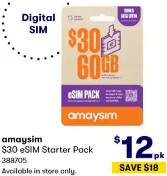BIG W amaysim $30 eSIM Starter Pack offer