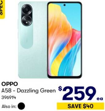 BIG W OPPO A58 - Dazzling Green offer