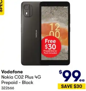 BIG W Vodafone Nokia C02 Plus 4G Prepaid - Black offer