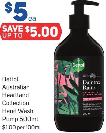 Foodland Dettol Australian Heartland Collection Hand Wash Pump 500ml offer