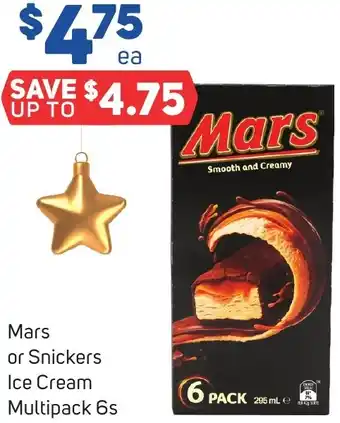 Mars or Snickers Ice Cream Multipack 6s