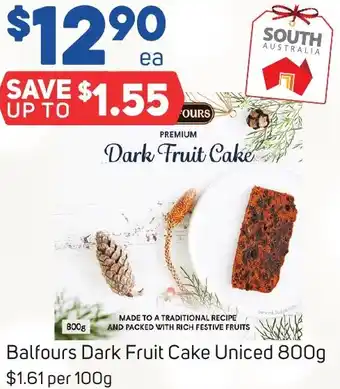 Foodland Balfours Dark Fruit Cake Uniced 800g offer