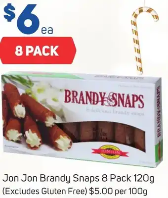 Jon Jon Brandy Snaps 8 Pack 120g